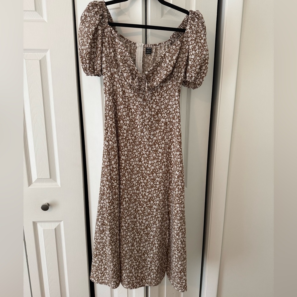 Floral Brown Midi Dress